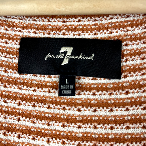 7 For All Mankind Brown and White V-Neck Sweater - Picture 4 of 11